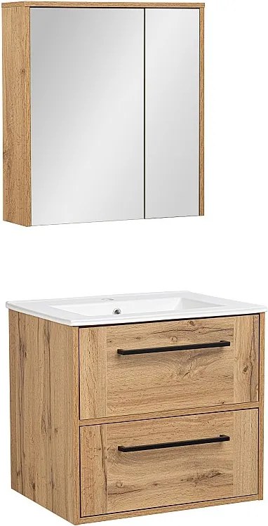 Zestaw Łazienkowy 60cm Vivien Dąb Wotan Szafka z Lustrem