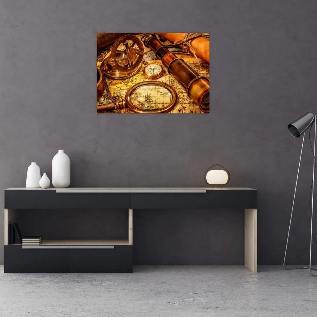 Obraz na szkle - Historyczne narzędzia marynarzy (70x50 cm)