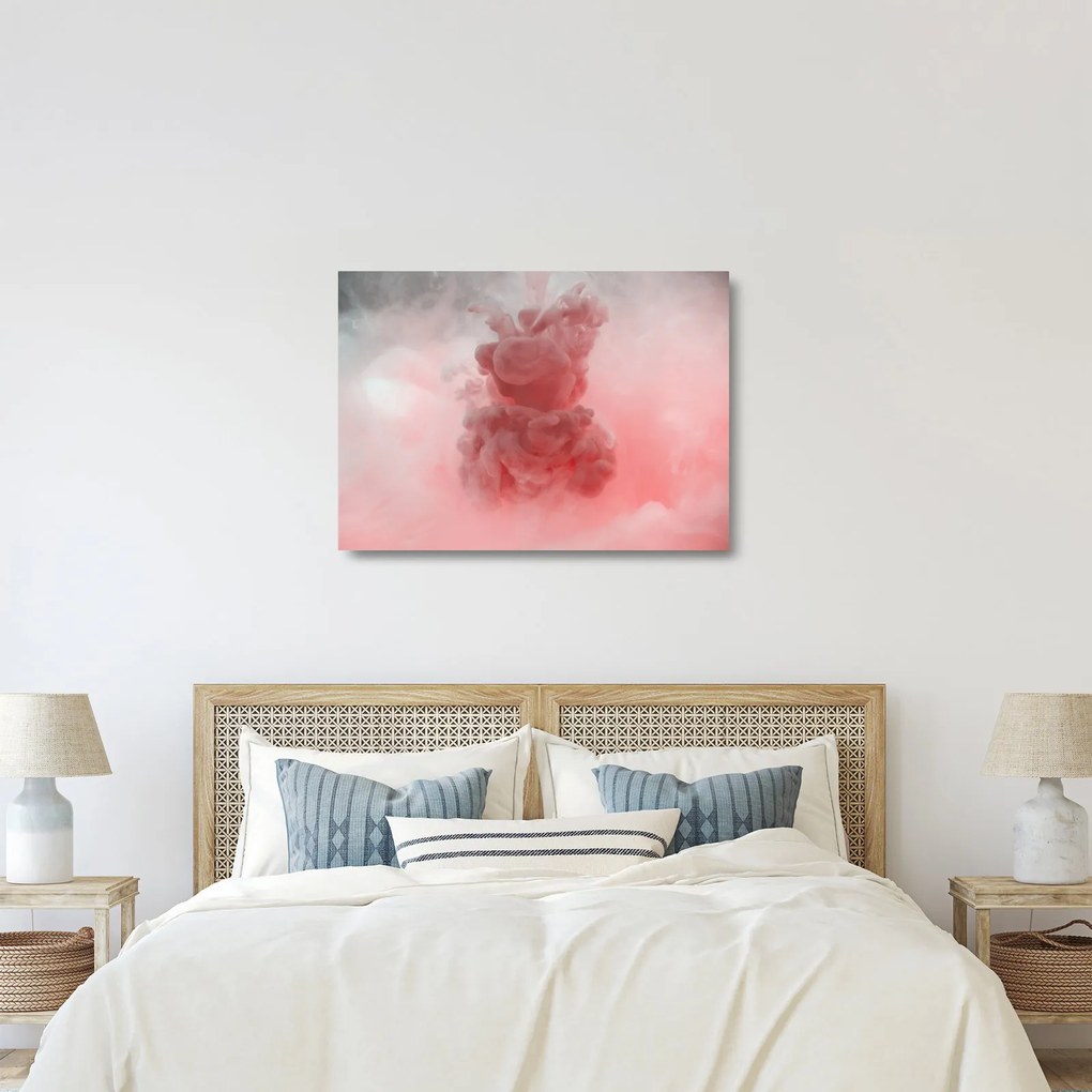 Obraz na szkle czerwonego dymu (70x50 cm)