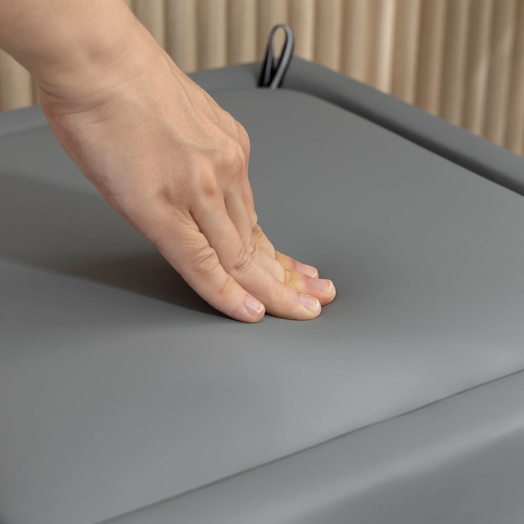 HOMCOM Pufa z miejscem do przechowywania z pokrywą, Kwadratowy podnóżek, Pufa z ekoskóry 40 x 40 x 40 cm Szary