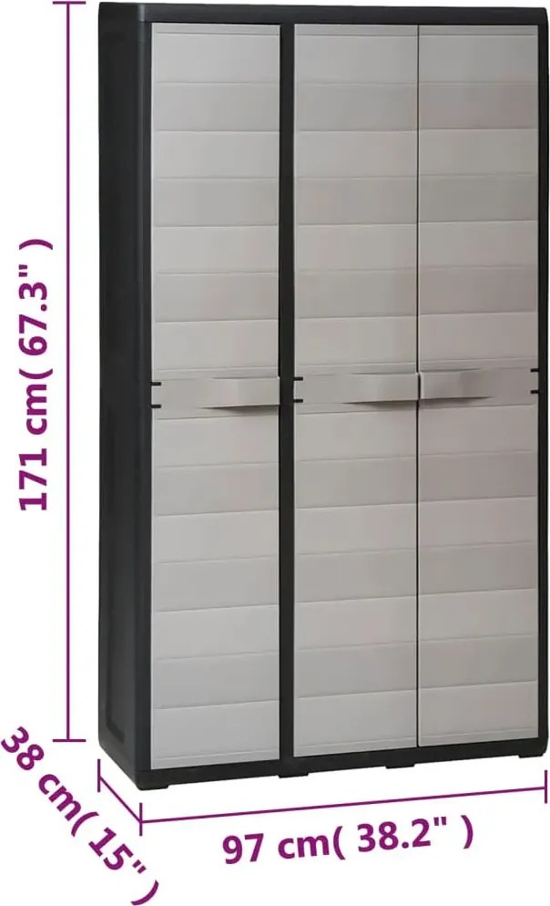 Wielofunkcyjna szafa do ogrodu i piwnicy czarny + szary T7-T63