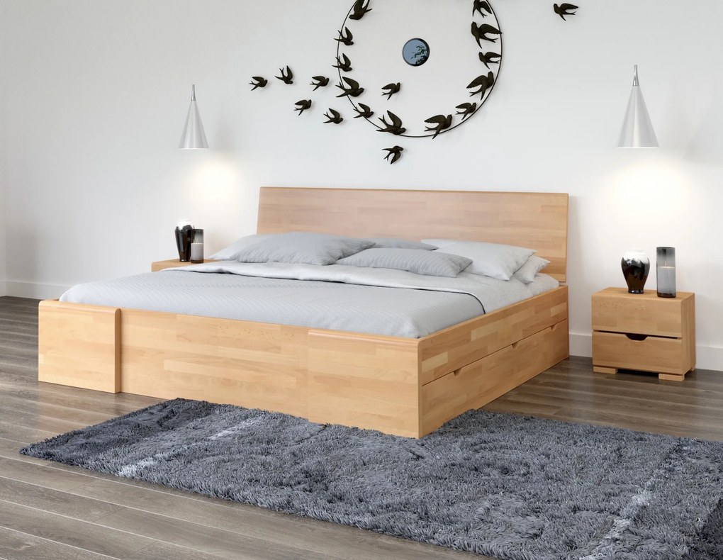 Łóżko bukowe Visby Hessler High Drawers