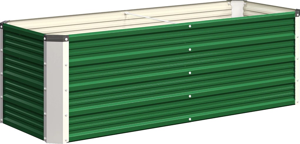 Outsunny Metalowe Łóżko Ogrodowe z 2 Obszarami Upraw Zielone 125x47x40cm Łatwy Montaż z Otwartym Dołem | Aosom PL