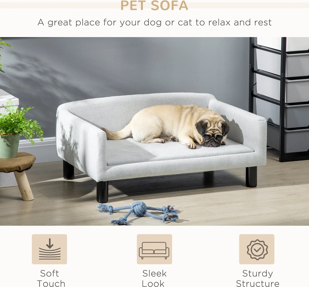 PawHut Sofa dla psa z miękkim obiciem legowisko dla psa sofa dla kota z drewnianymi nogami | Aosom PL