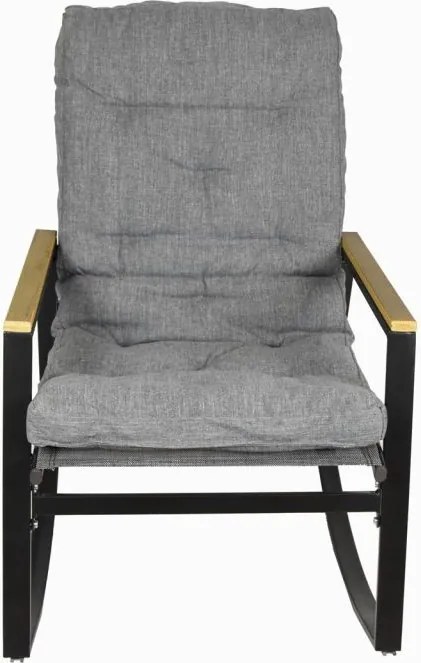 Fotel bujany, stalowy, z poduszkami, szary, 2szt