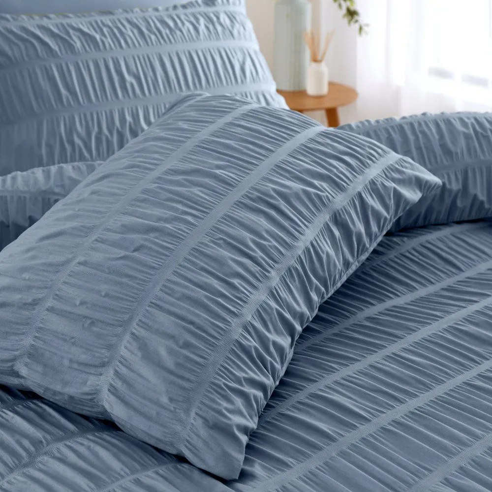 Niebieska pościel dwuosobowa z kory 230x220 cm Seersucker – Catherine Lansfield