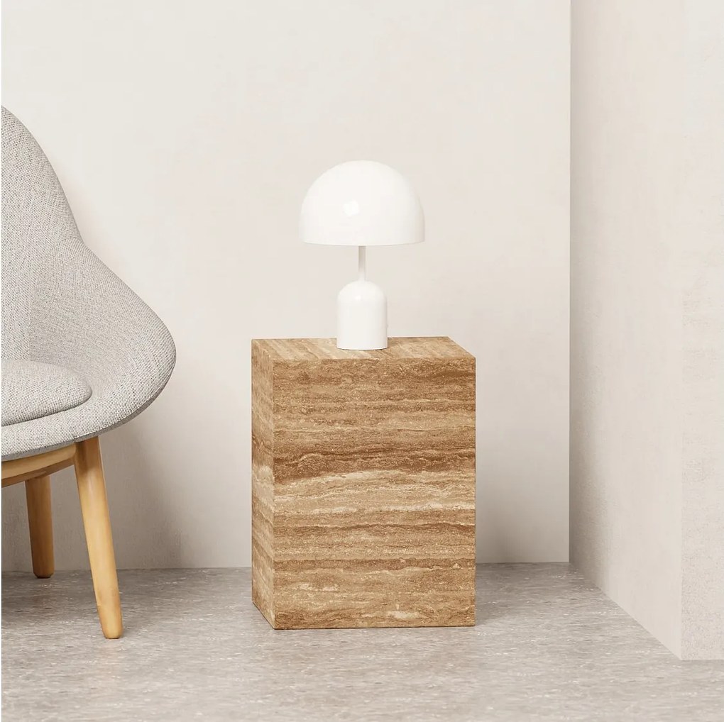 Stolik pomocniczy z trawertynu – orzech – Dove Low