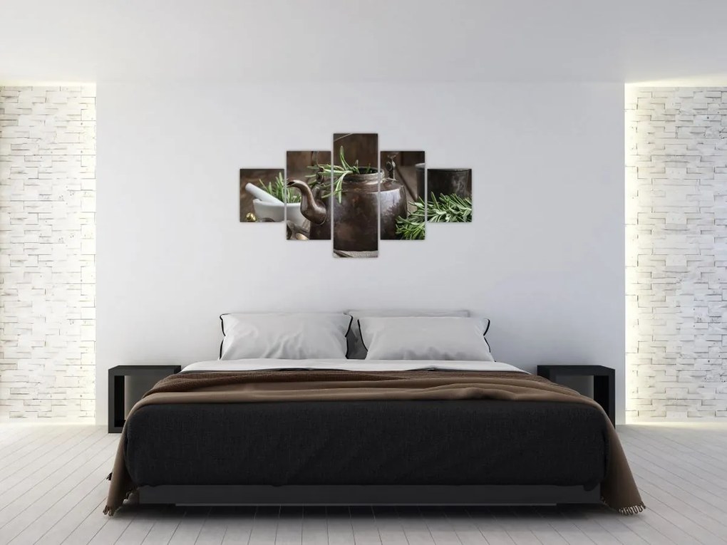 Obraz - Czajniczek z rozmarynem (125x70 cm)