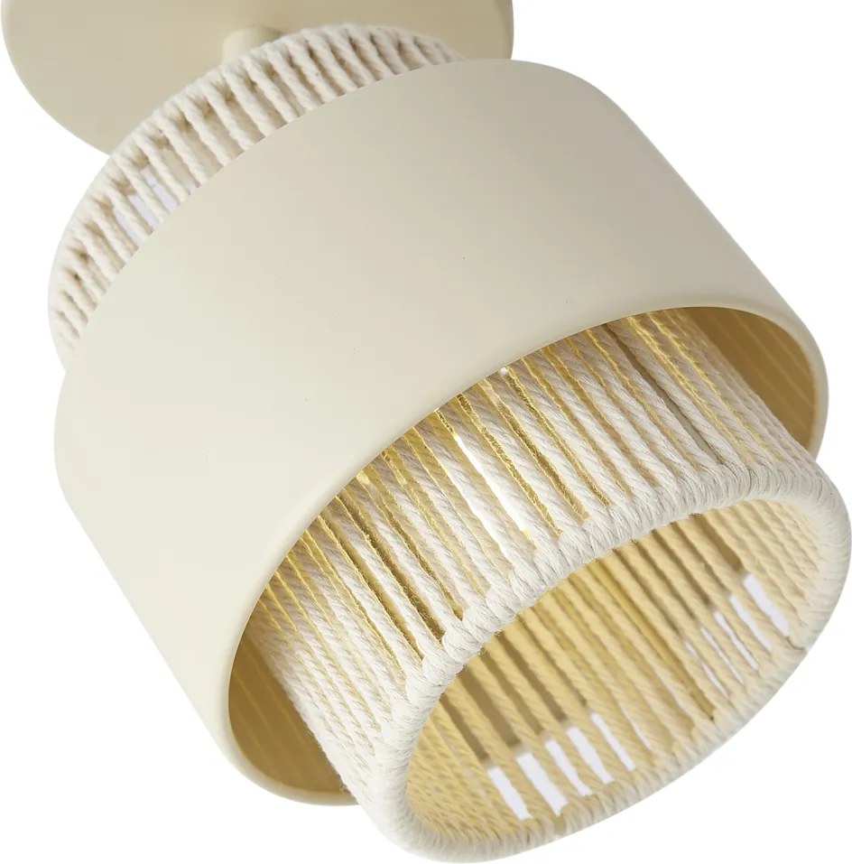 Nowoczesny reflektor w kolorze beżowym z liną, obrotowy i przechylny - Kora