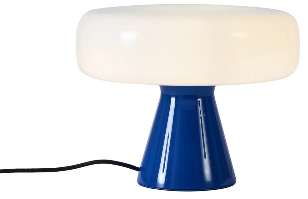 Lampa stołowa w stylu retro niebieska z białym elementem - Knob