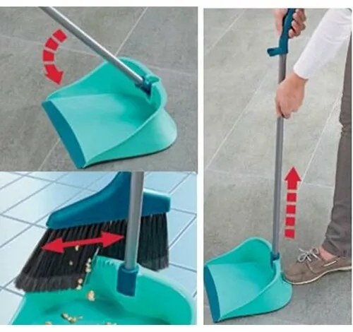 Leifheit Zestaw do zamiatania miotełka i śmietniczka z długim trzonkiem