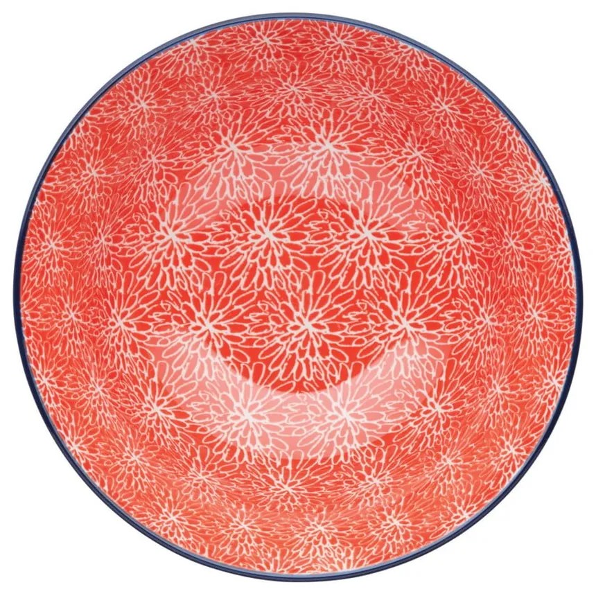 Czerwona miska ceramiczna Kitchen Craft Floral, ø 16 cm
