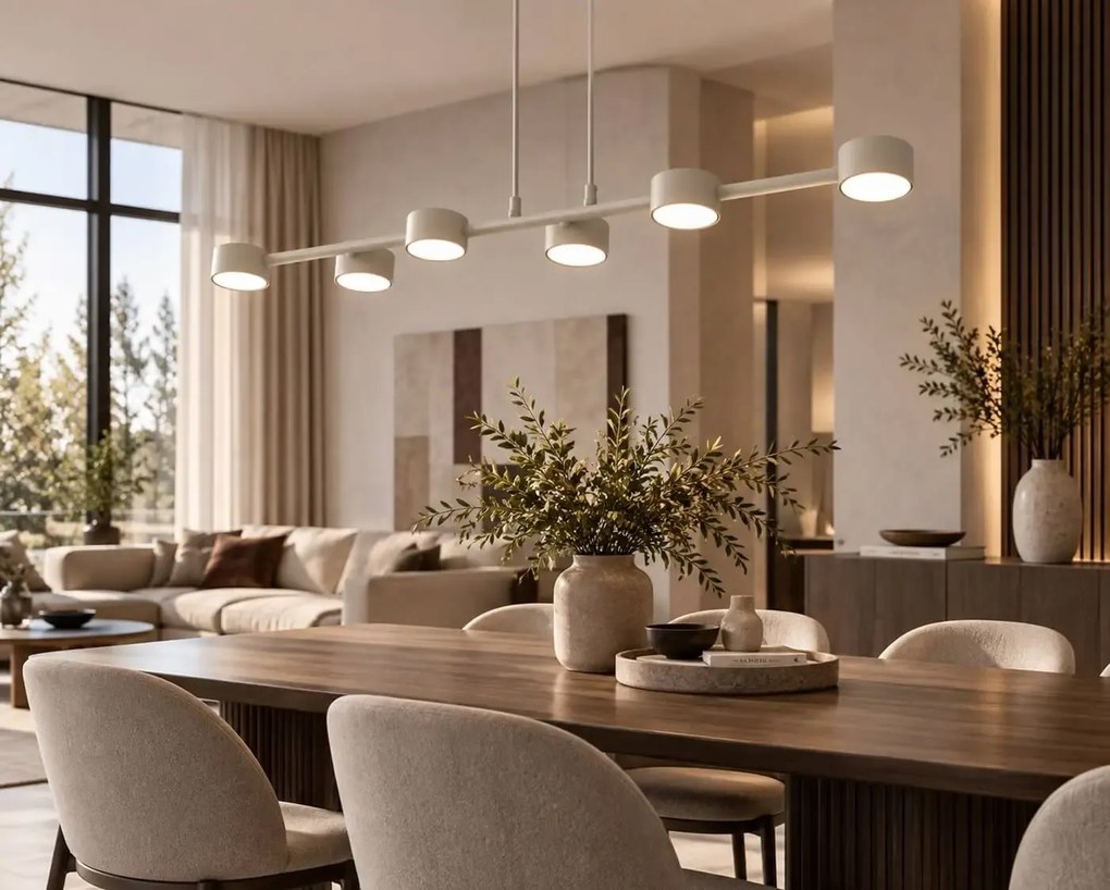 Megara Mocca 6 – podłużna lampa wisząca nad stół 140-180 cm