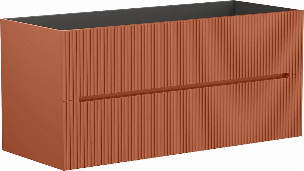 Szafka wisząca pod umywalkę ryflowana terakota - 120 cm - PAVANI