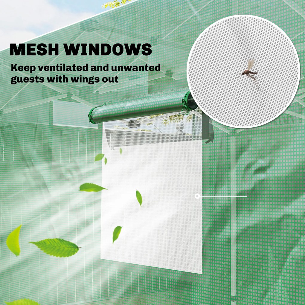 Outsunny Szklarnia typu pop-up ok. 200x300x270 cm Składana szklarnia foliowa z dachem dwuspadowym, drzwiami i oknami na zamek błyskawiczny | Aosom PL