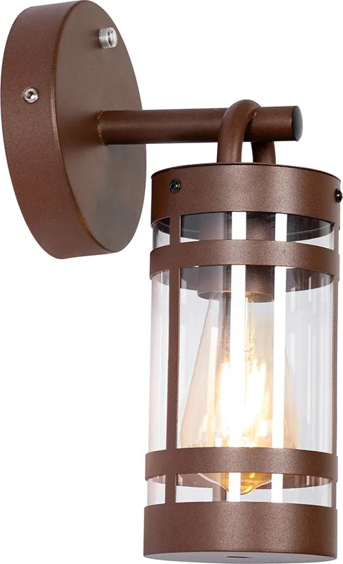 Lampa ścienna zewnętrzna brązowa rdza IP44 z czujnikiem zmierzchu - Ruben