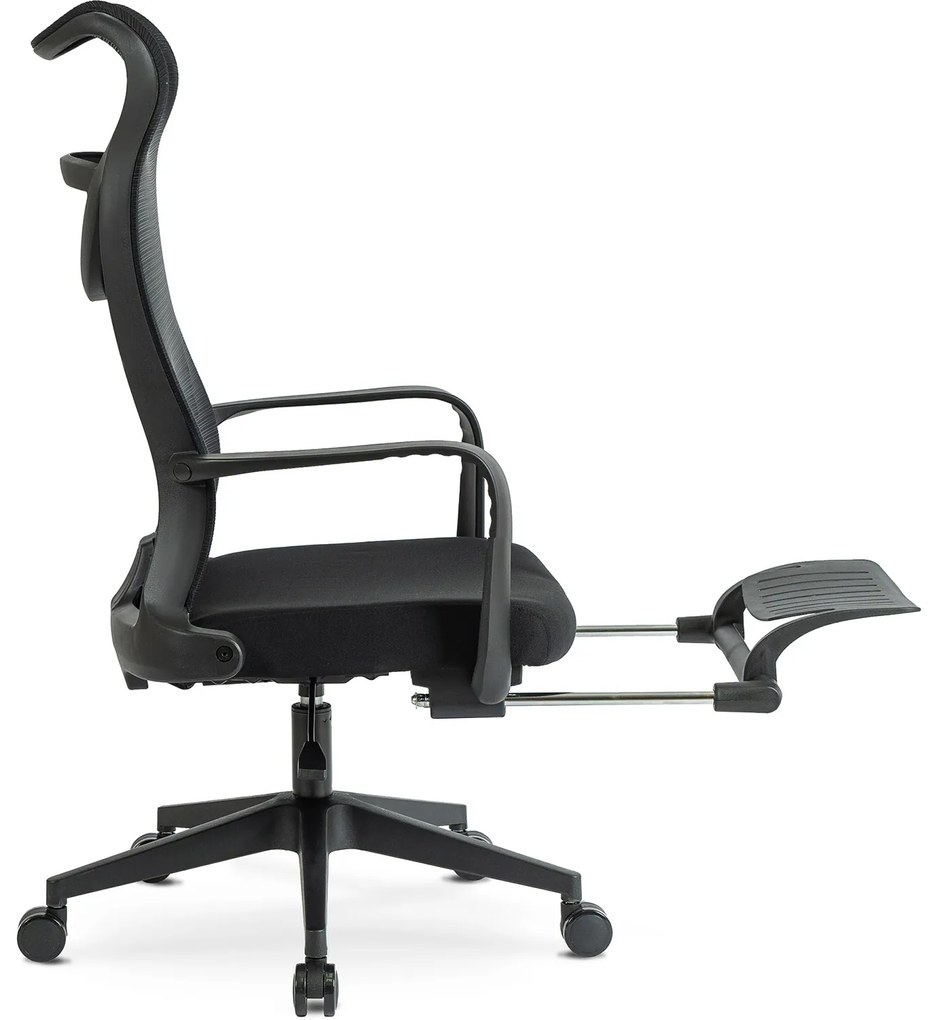 Fotel Biurowy Ergonomiczny Obrotowy z Podnóżkiem ACTON Czarny