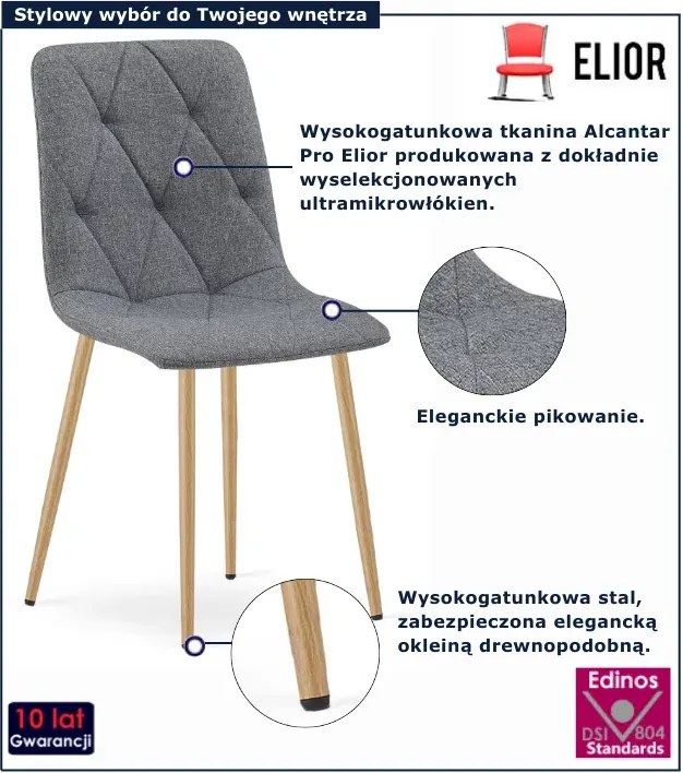 Ciemnoszare krzesło tapicerowane tkaniną do jadalni A0-K65