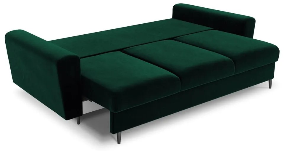 Zielona aksamitna rozkładana/ze schowkiem sofa 235 cm Kyoto – Cosmopolitan Design