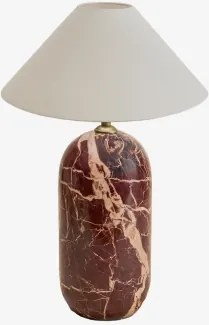 Lampa Stołowa Z Naturalnego Kamienia Yalvira Czerwony Marmur Cherry Gold & Biały Matowy Ø35 Cm - ↑15 Cm Graciela - Sklum