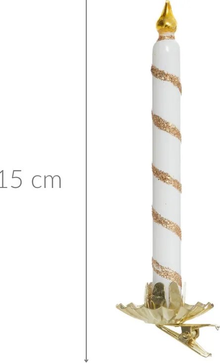 Szklana bombka przypinana, świeca, 15 cm