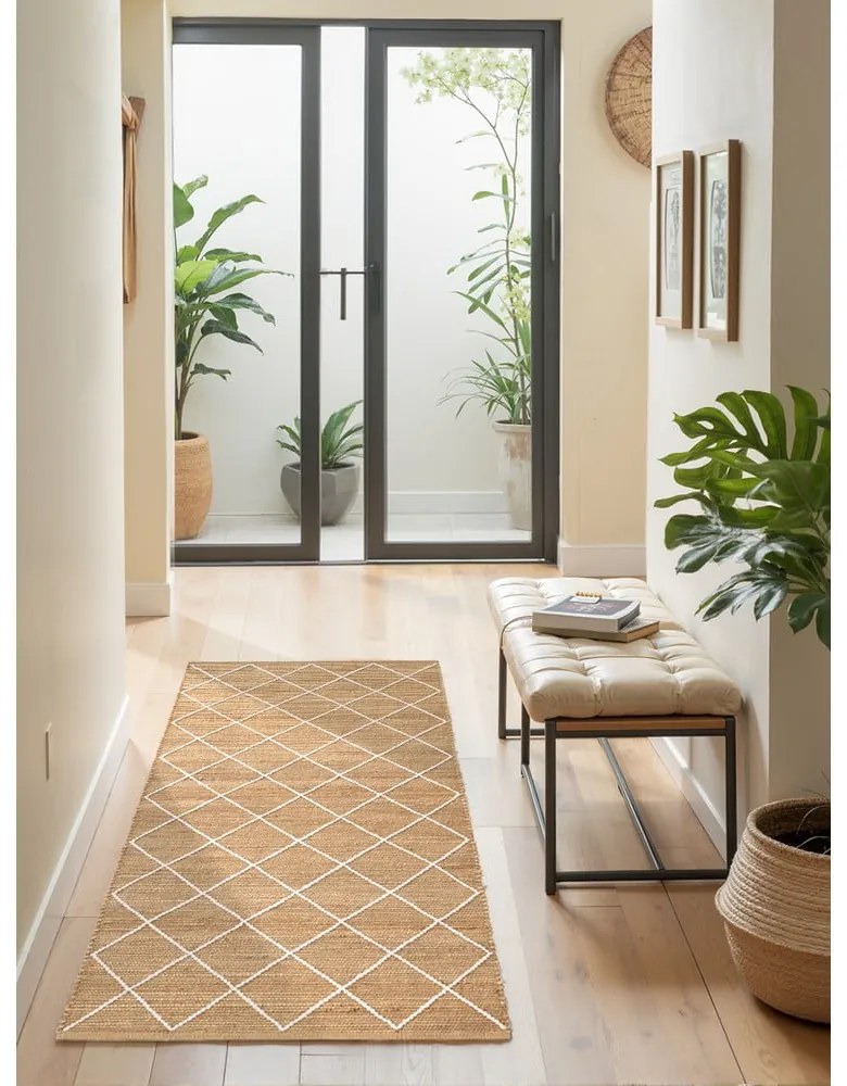 Chodnik z juty tkany ręcznie w naturalnym kolorze 80x200 cm Kunu – Hanse Home