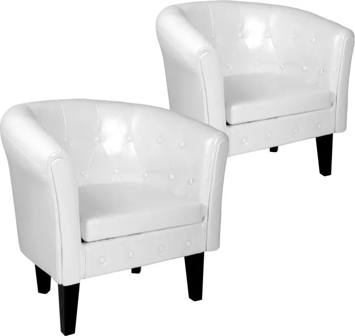 MIADOMODO Zestaw foteli Chesterfield, 58 x 71 x 70 cm, biały