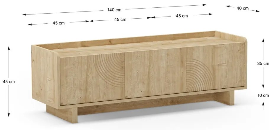Szafka pod TV w dekorze dębu w naturalnym kolorze 140x45x40 cm Daira – Marckeric