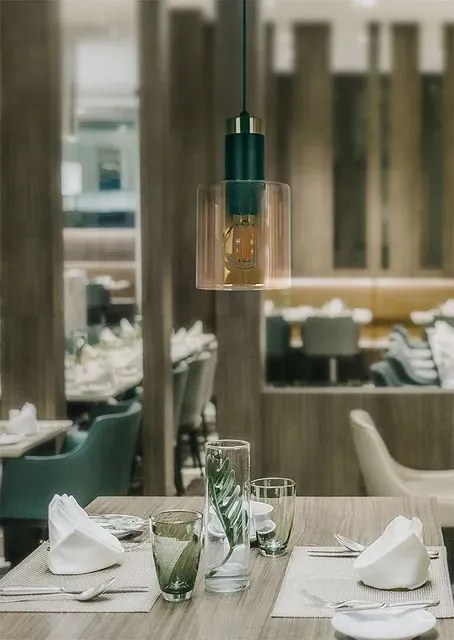 Bursztynowa szklana lampa na długim zwisie - A468 B1-L29