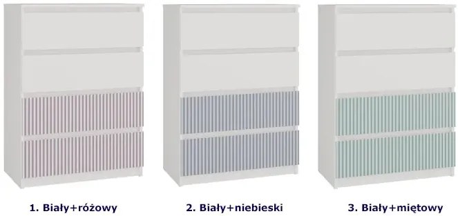 Komoda z 4 szufladami dla dziecka biały + różowy - Bano 7X