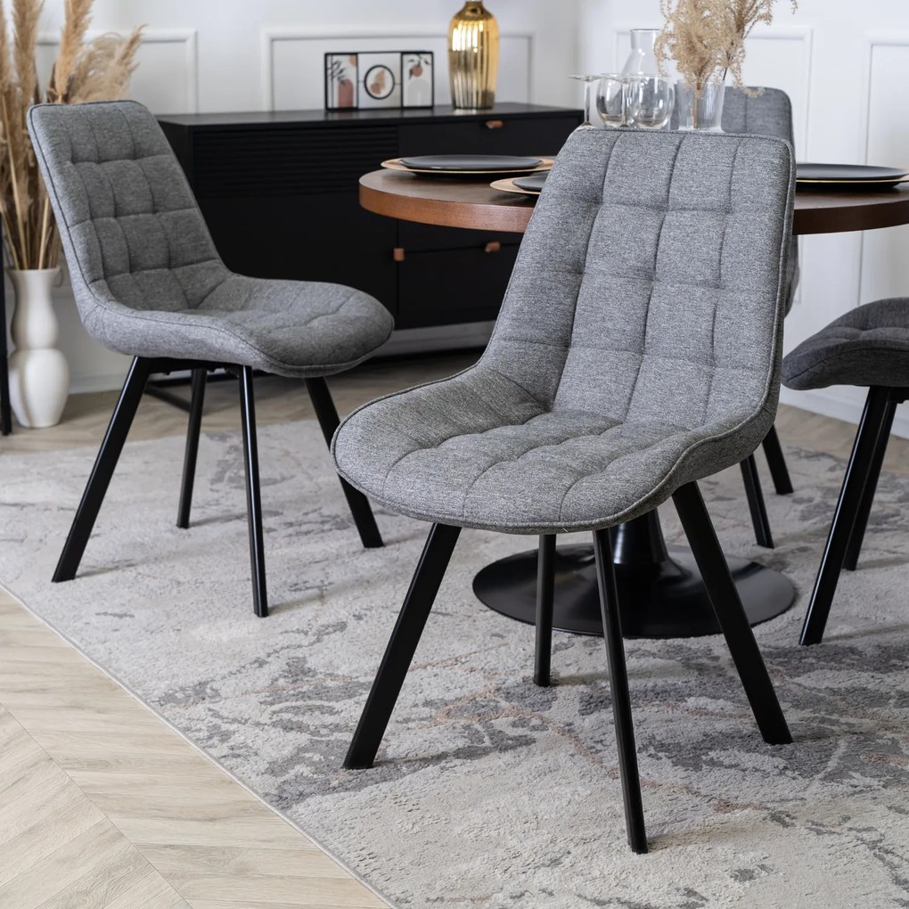 Krzesło Tapicerowane do Salonu RICK 2 Szare Nowoczesne Loft