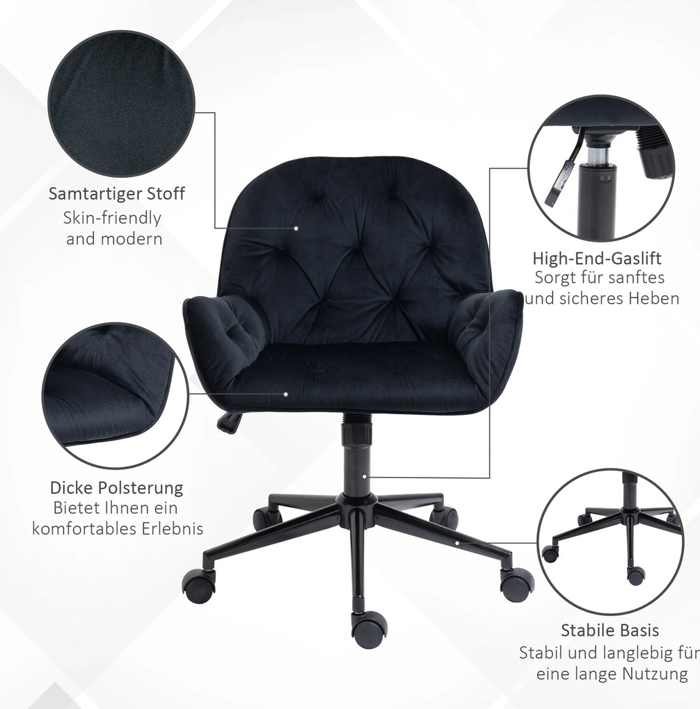 Vinsetto Ergonomiczny fotel wypoczynkowy z miękką regulacją czarnym metalem aksamitnym