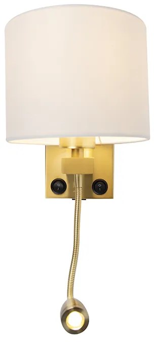 Złota lampa ścienna USB z białym kloszem - Brescia Combi Nowoczesny Oswietlenie wewnetrzne