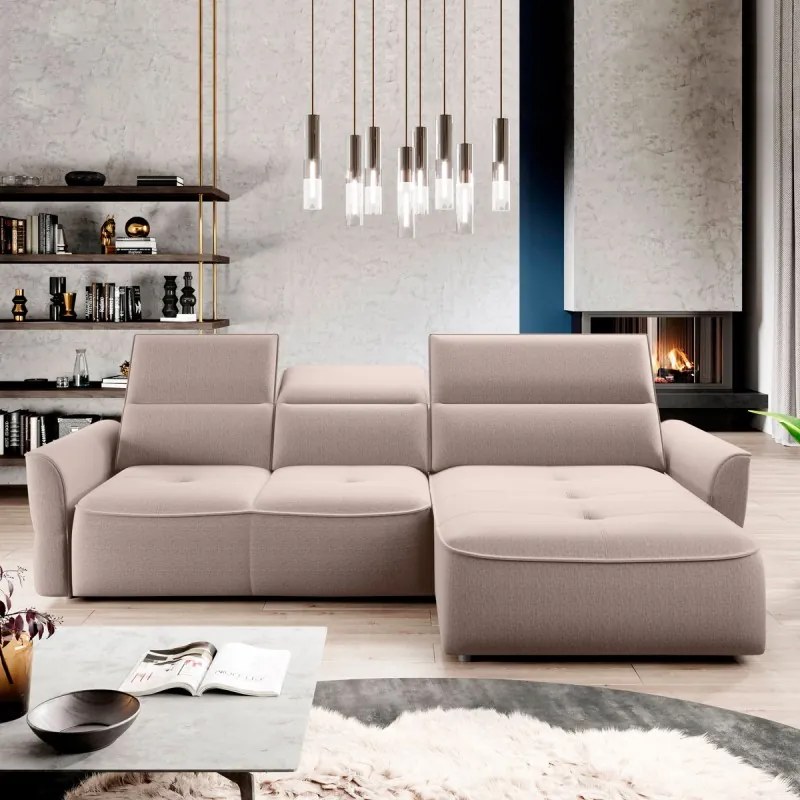 Narożnik MURILLO S Mini z elektryczną regulacją siedziska Prawostronny w tkaninie VOGUE 02 WERSAL