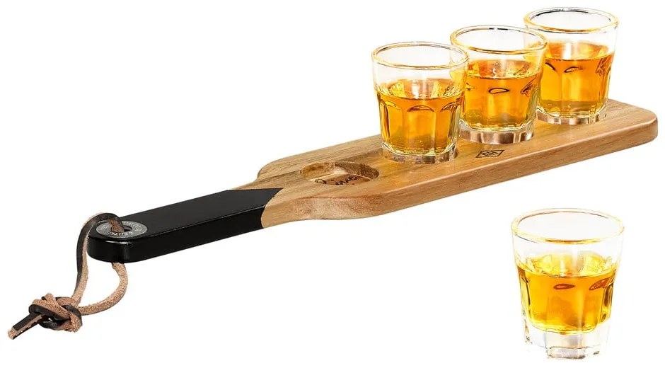 Drewniana deska do serwowania z 4 kieliszkami Gentlemen's Houseware