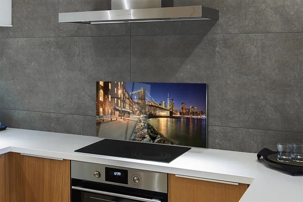 Panel szklany do Kuchni Nocne Odbicia w Rzece