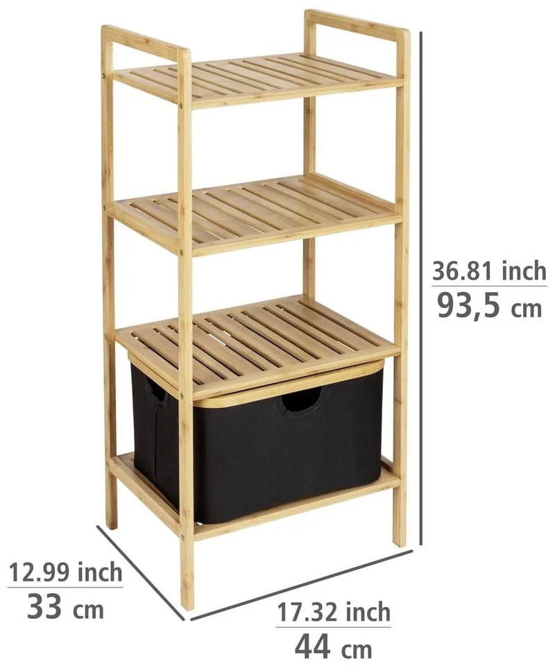 Czarno-naturalny bambusowy regał łazienkowy 44x93,5 cm Ecori – Wenko