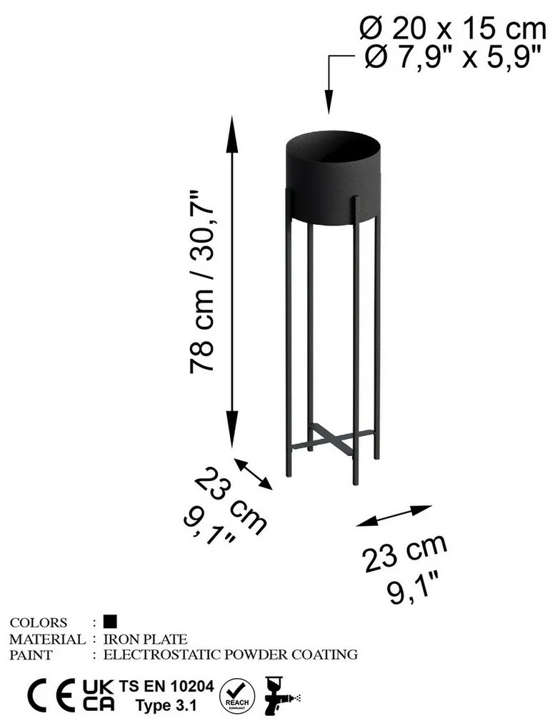 Metalowy stojak na kwiaty GED-025 Loft czarny