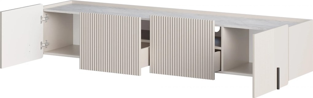 Szafka RTV Malmi 200 cm wisząca - kaszmir / crema bianca / czarny