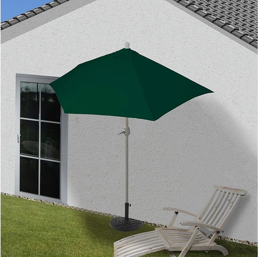 Parasol Lorca I półokrągły UV 50+, 300cm zielony ze stojakiem