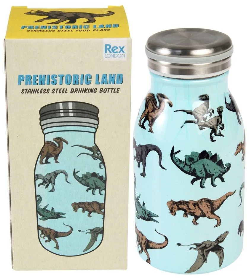 Jasnoniebieska butelka dla dzieci ze stali nierdzewnej 250 ml Prehistoric Land – Rex London