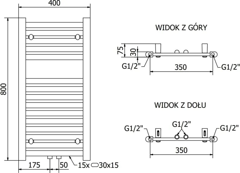 Mexen Hades grzejnik elektryczny 800 x 400 mm, 300 W, czarny - W104-0800-400-2300-70