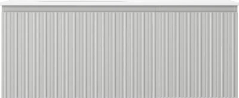Mexen Rivel szafka łazienkowa 120 cm z umywalką Vela lewą, 1S, 1D, ryflowana, szara mat/biała mat - 91A23-12047-3-BBFF62-W23L01