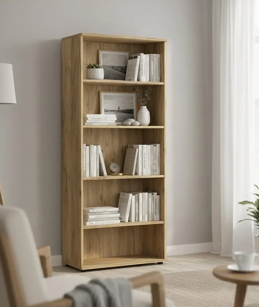 Klasyczny regał biurowy z otwartymi półkami dąb craft E4-B99