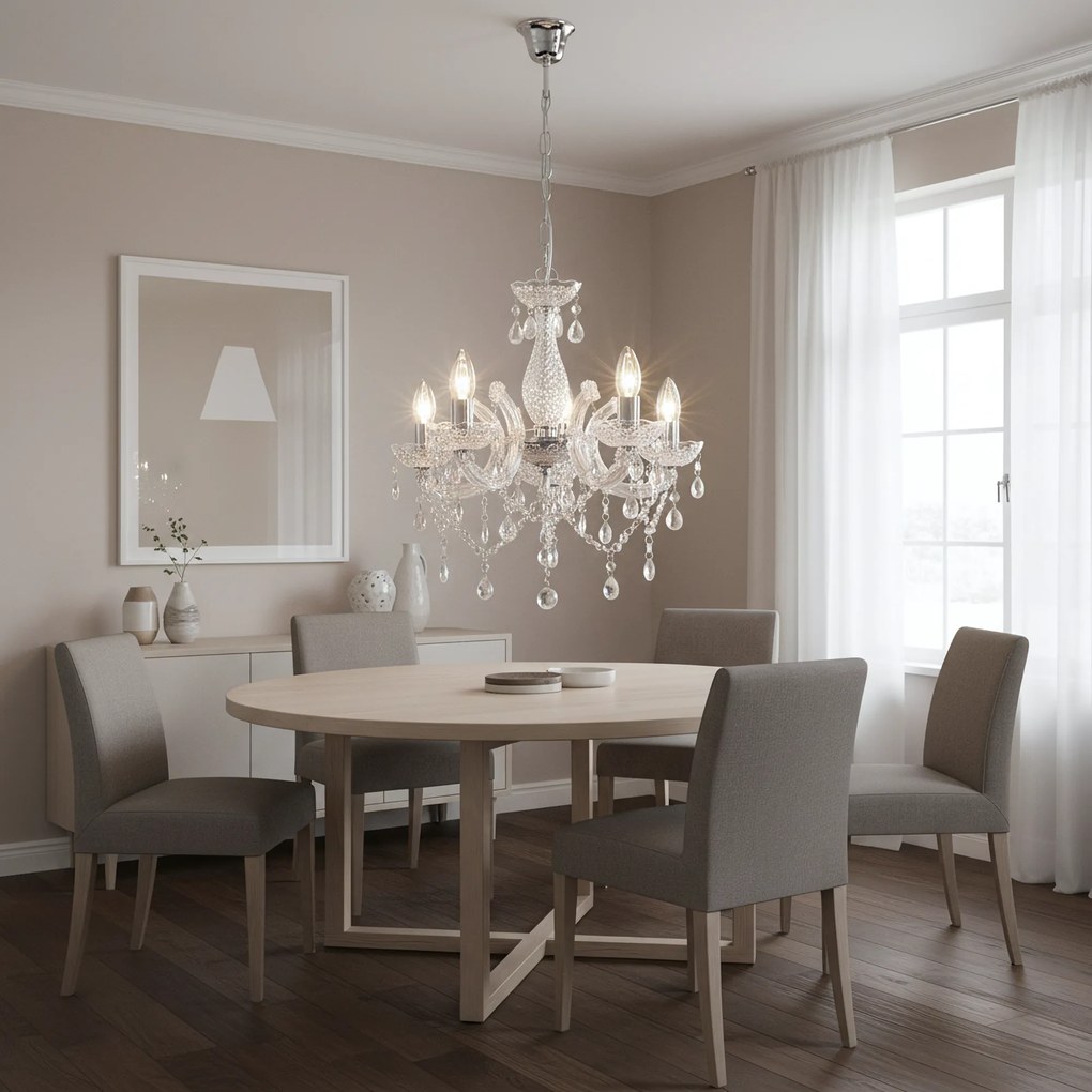 LAMPA SUFITOWA WISZĄCA EBT004-5CP TRANSPARENT