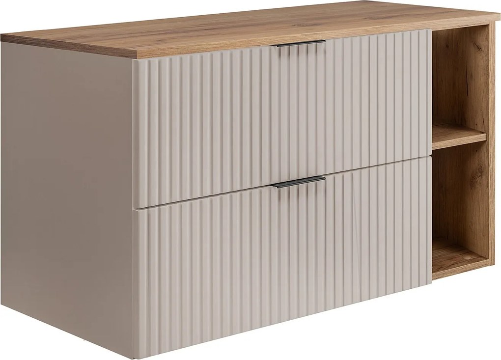 Szafka pod umywalkę, Kaszmir / Dąb Craft + czarny uchwyt, 100 x 57 x 46 cm