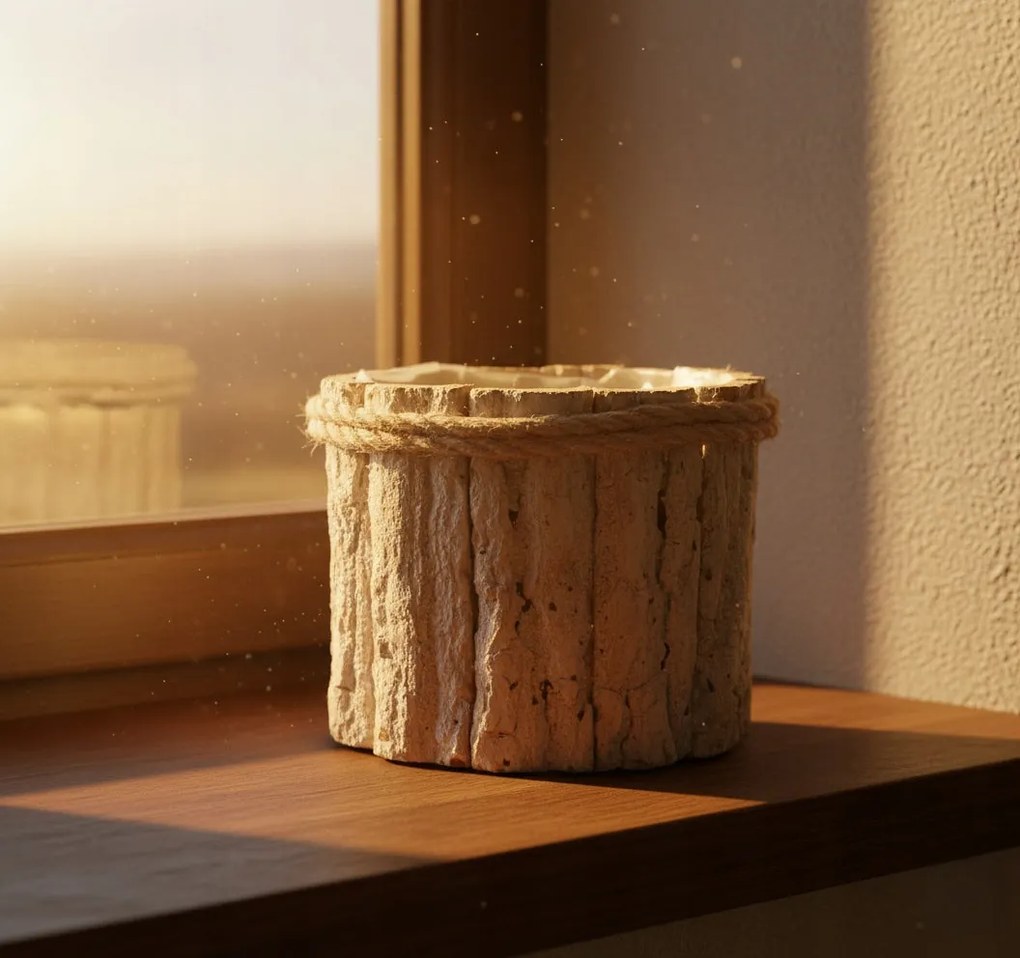 Osłonka z kory 12 cm Naturalna Doniczka Boho Rustykalna Dekoracja do Roślin