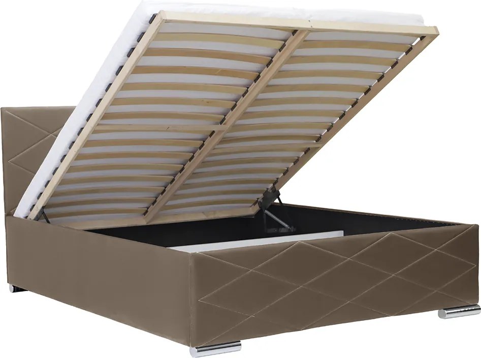 Łóżko tapicerowane z pojemnikiem TRE 120x200 cm Beżowy