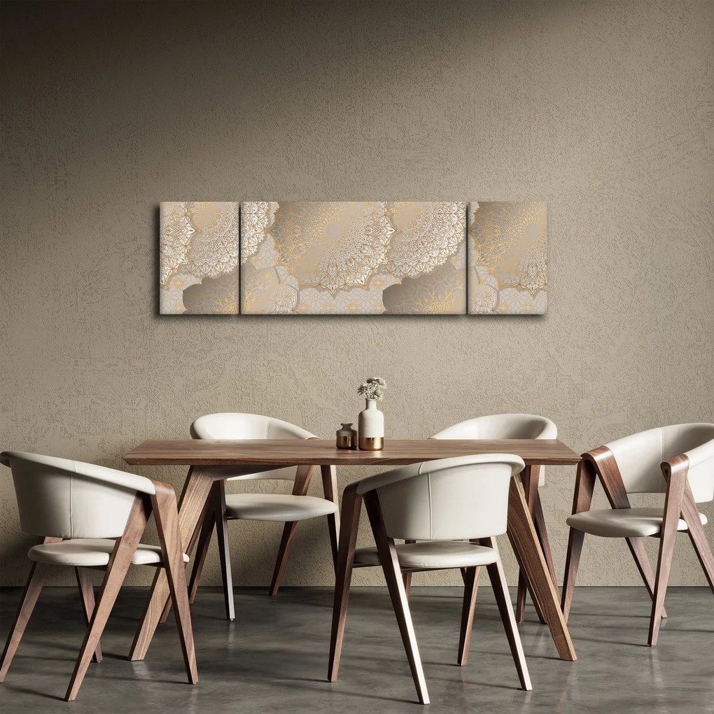 Obraz - Mandale w złotych odcieniach (170x50 cm)