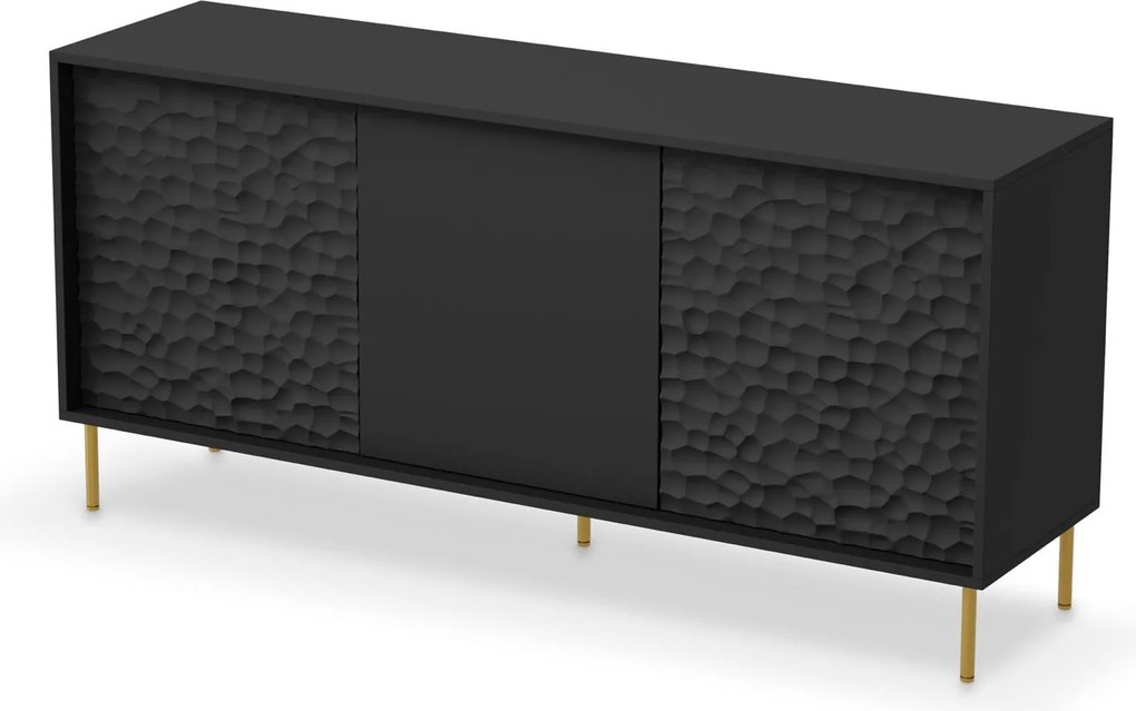 Czarna komoda z frontami 3D Bullet KM-1
